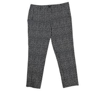 Talbots Hampshire Ankle Pants Size 12 Black Ivory Mini Dot Check Stretch Preppy